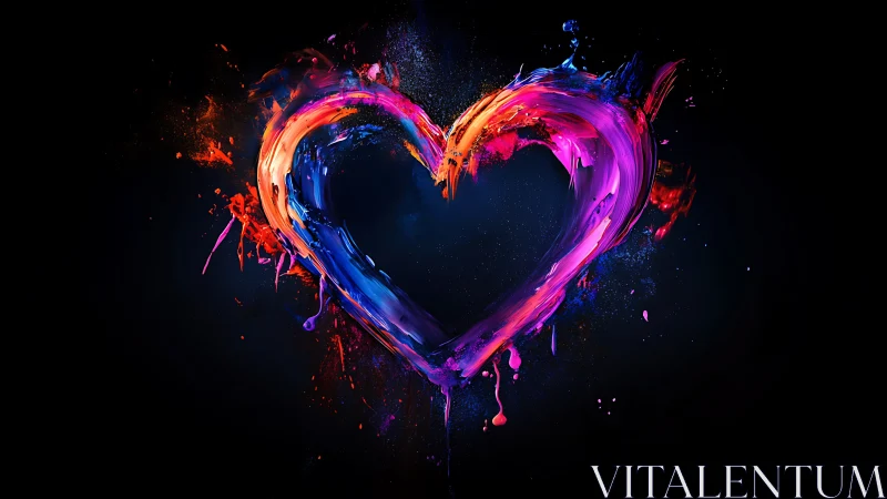 Neon Heart with Paint Splatter