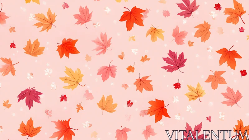 Autumn leaf confetti drifts across blush pink daydreams.