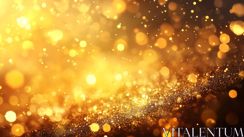 Sparkling Golden Bokeh Lights Abstract Background Art.