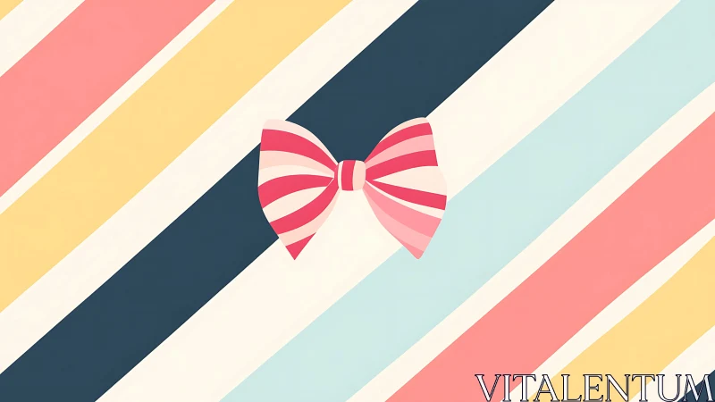 Striped pastel bow illustration adds playful minimal charm