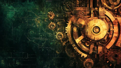 Rusty cosmic engine hums at the edge of a data nebula