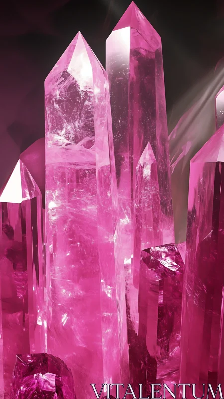 Glowing pink crystal towers in a dreamy mineral garden.