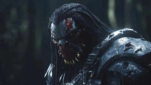 Armored demonic warrior rendered in cinematic 3D lighting