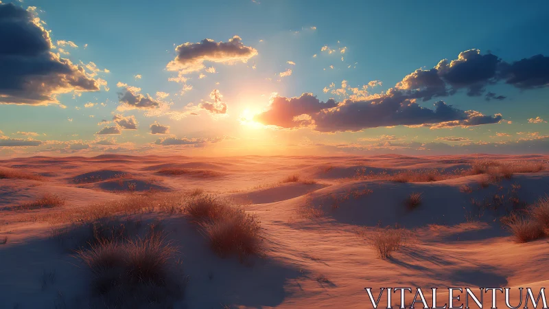 Sunlit dune field renders atmospheric depth in warm gradients