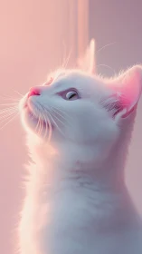 White feline portrait rendered in soft gradient lighting.