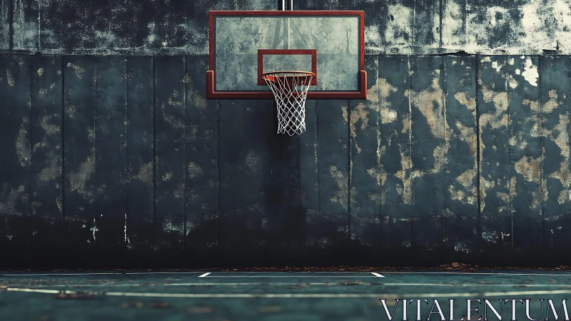 Quiet city hoop waiting for the next late-night game.