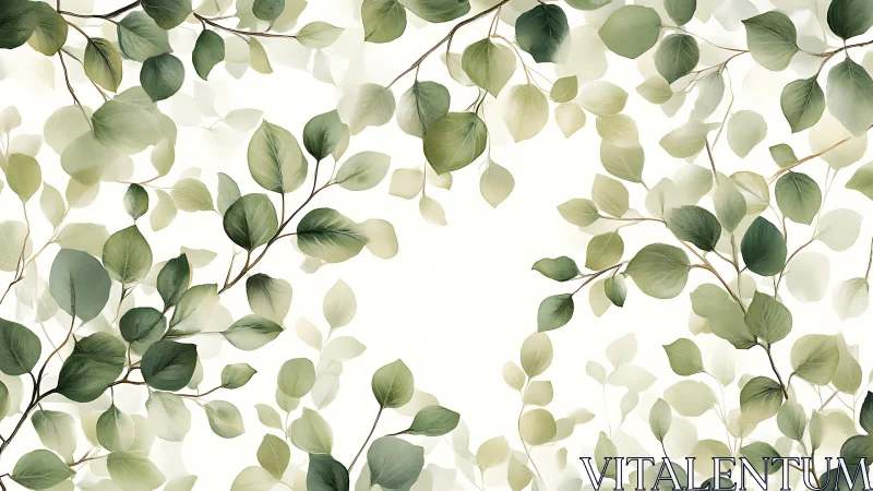 Green foliage branches forming repeated leaf pattern frame.