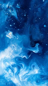 Blue liquid abstraction forms layered swirling gradient field