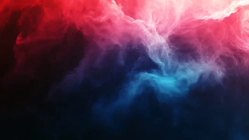 Colored vapor cloud blends red, pink, and blue gradients