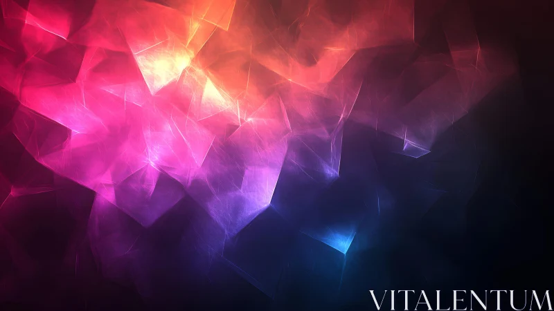 Vibrant Abstract Polygonal Pattern with Neon Light Effects.