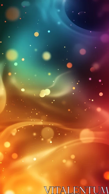Vibrant bokeh gradient with swirling light waves background.