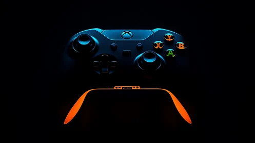 Xbox One Gaming Controller with Neon Accent Grips Rendered in 3D