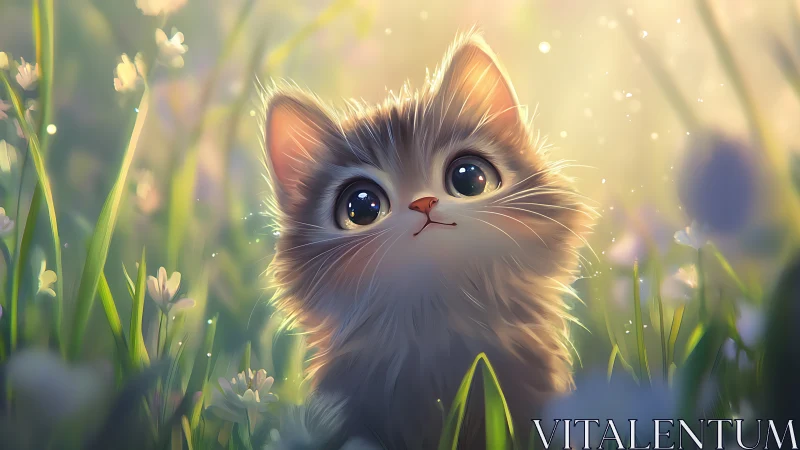 Felid Portrait in Luminescent Botanical Environment.