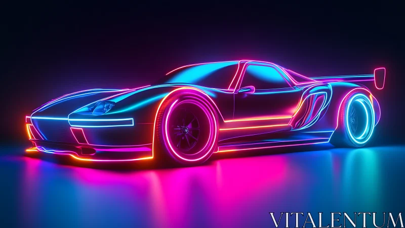 Neon-lit sports car glowing with playful futuristic energy.
