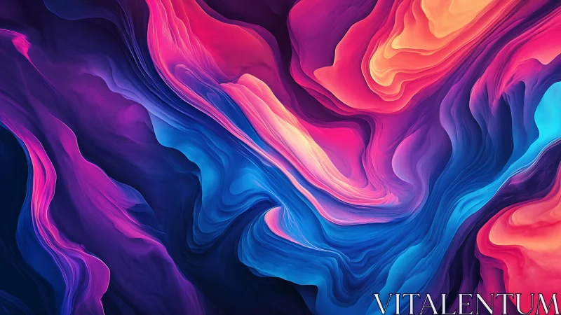 Vibrant neon fluid waves in abstract digital landscape.