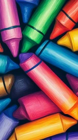 Vibrant wax crayons in tight macro digital composition.