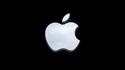 Luminescent Apple Icon Glows Against Void.