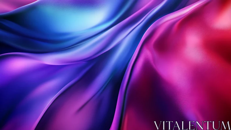 Iridescent satin folds in flowing magenta blue waves.