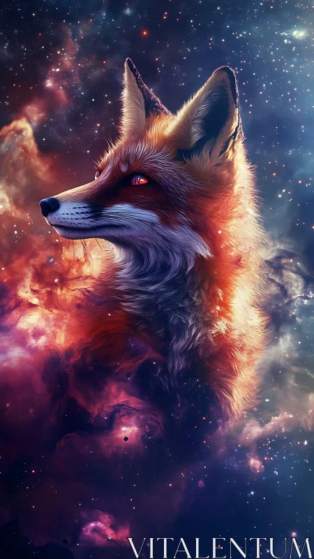 Astro-nebular vulpine profile rendered in luminous detail.