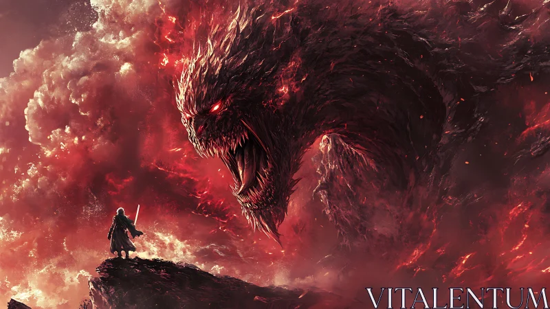 Storm of the Infernal Colossus Confronting Lone Warrior.