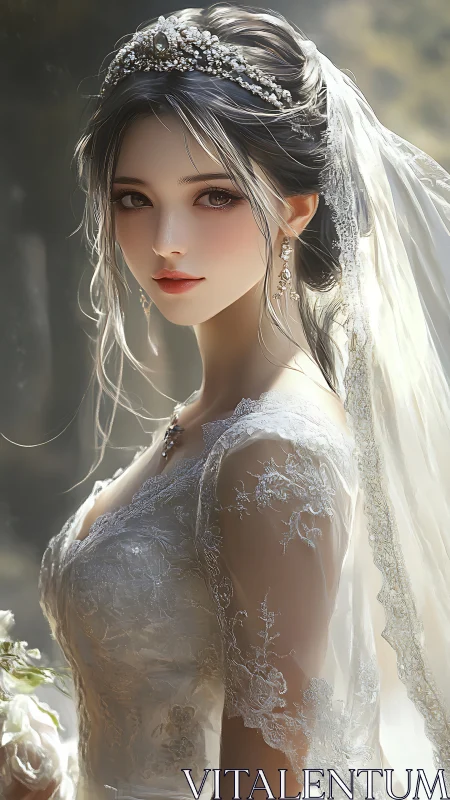Luminous bridal portrait with lace micro-detail rendering.