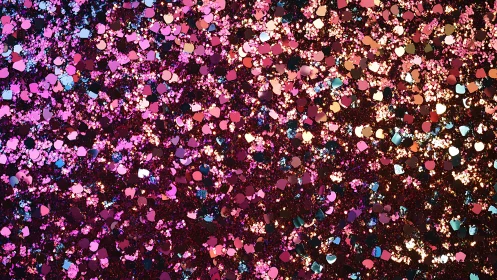 Sparkling Pink and Purple Glitter Confetti Close-Up Abstract Art.