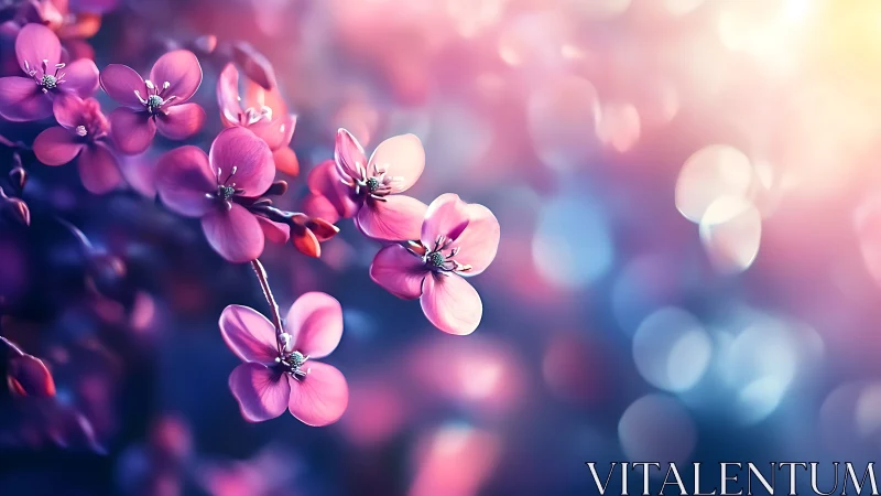 Delicate Pink Flowers Bloom in Dreamy Bokeh Garden
