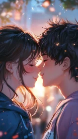 Close-up profile view of two youths facing each other outdoors.