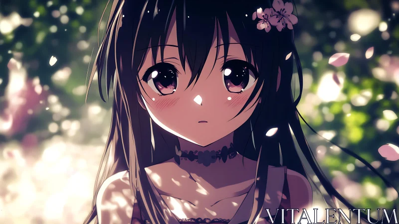 Soft-eyed spring dream listens quietly to falling petals