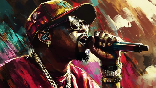 Electric hip hop performance painted in bold color storm.