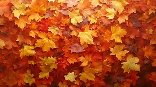 Autumn maple leaves in dense overlapping ground coverage.