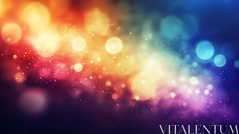 Vibrant Abstract Bokeh Light Background with Rainbow Colors.