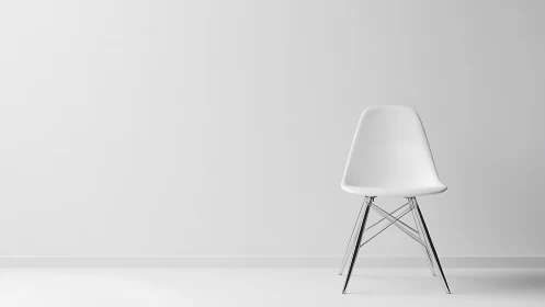 Minimalist Eames-Style Molded Plastic Chair with Metal Tripod Base
