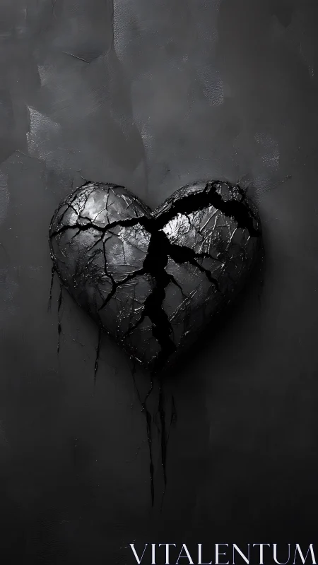 Fractured Heart Emerging from Darkness and Stone