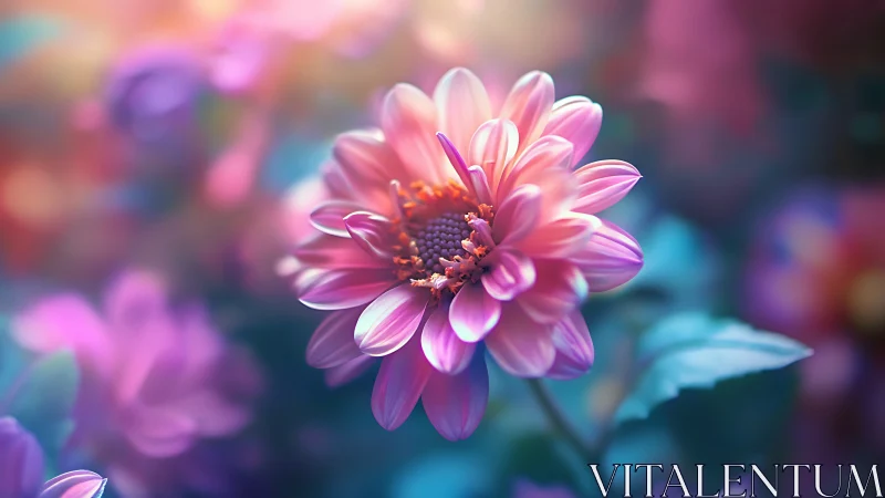 Pink Dahlia Bloom Rendered in Shallow Depth of Field Photography