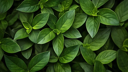 Dense cluster of fresh green leaves in close-up view.