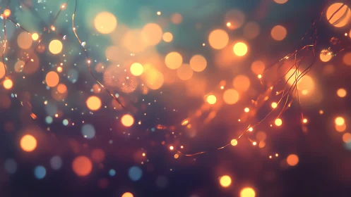 Warm bokeh lights drift across deep teal background