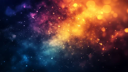 Glowing stardust drifts gently across a colorful night sky