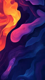 Digital painting of fluid neon gradients in layered abstract space.