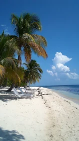Tropical Beach Paradise: Palm Trees and Endless Horizons.