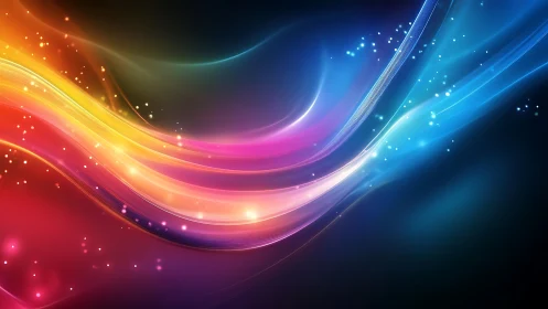 Neon river of color bends through starlit digital night