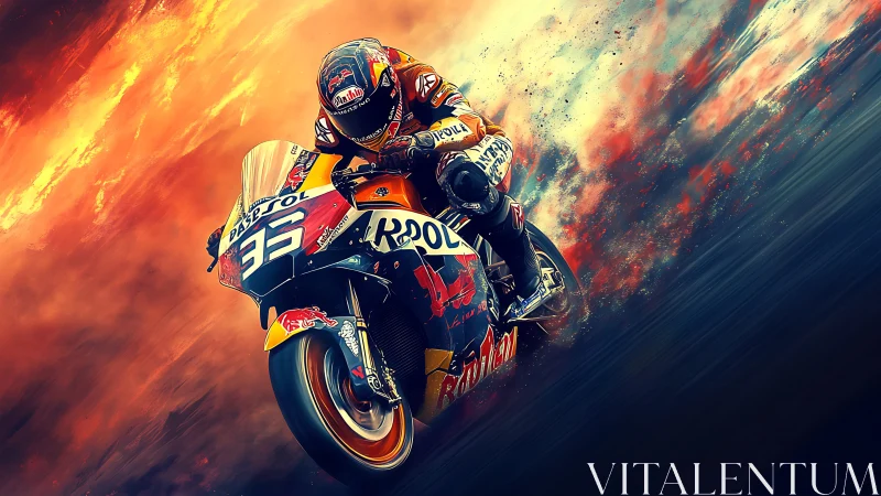 MotoGP racer leans through blazing corner at full speed.