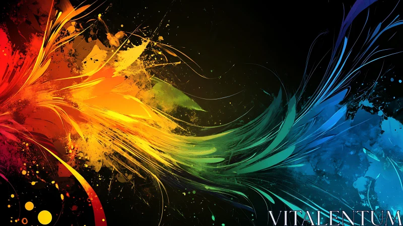 Chromatic wings collide in a radiant abstract color storm.