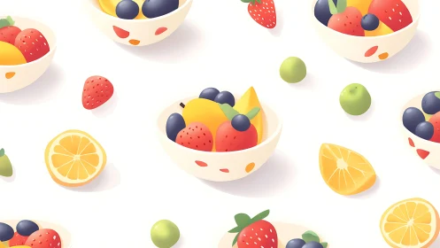 Sunlit fruit bowls drifting across a creamy white dreamscape.