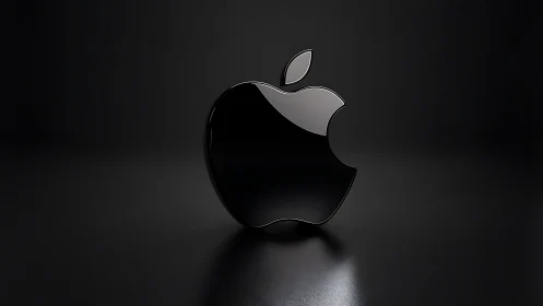 Obsidian Bite: Iconic Apple Gleams Against Midnight Void.