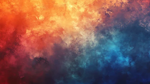 Radiant clouds of color softly melt from warm fire to sea