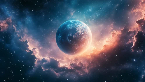 Radiant exoplanet glows within luminous cosmic nebula