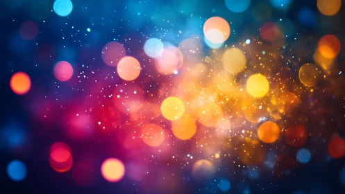 Colorful bokeh light abstract background with glowing circles.