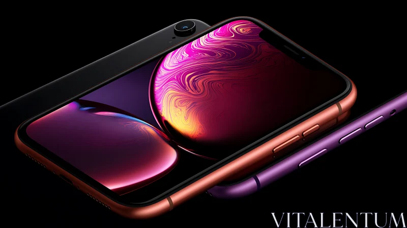 Dual-Display Smartphone Mockup with Gradient Interface Design.