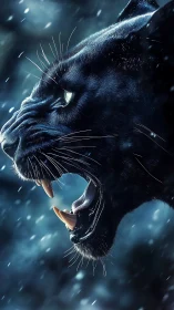 When Shadows Roar: Dark Feline Fury Erupts Through Frozen Rain